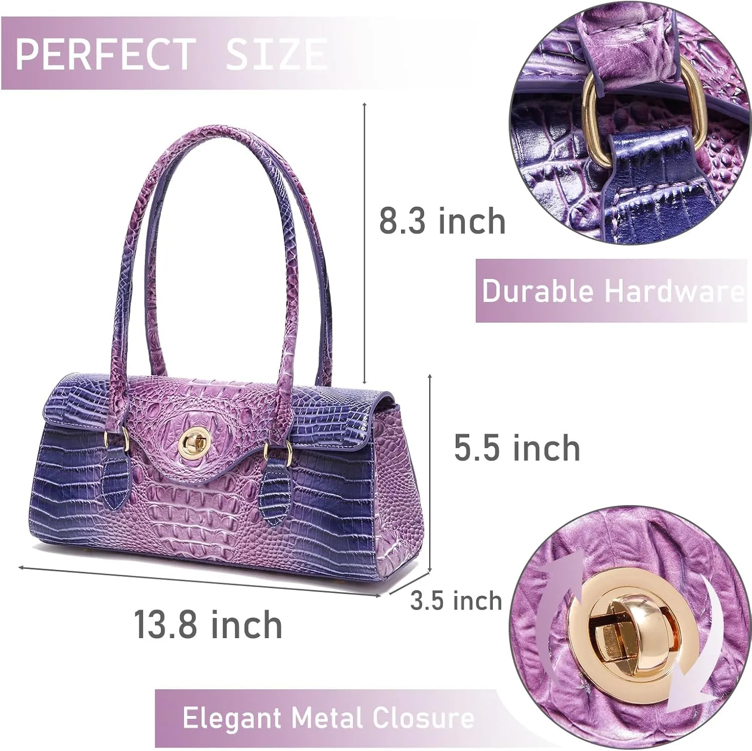 Leather Crocodile Pattern Top Handle Handbag for Women High-value Satchel Tote Purse for Ladies