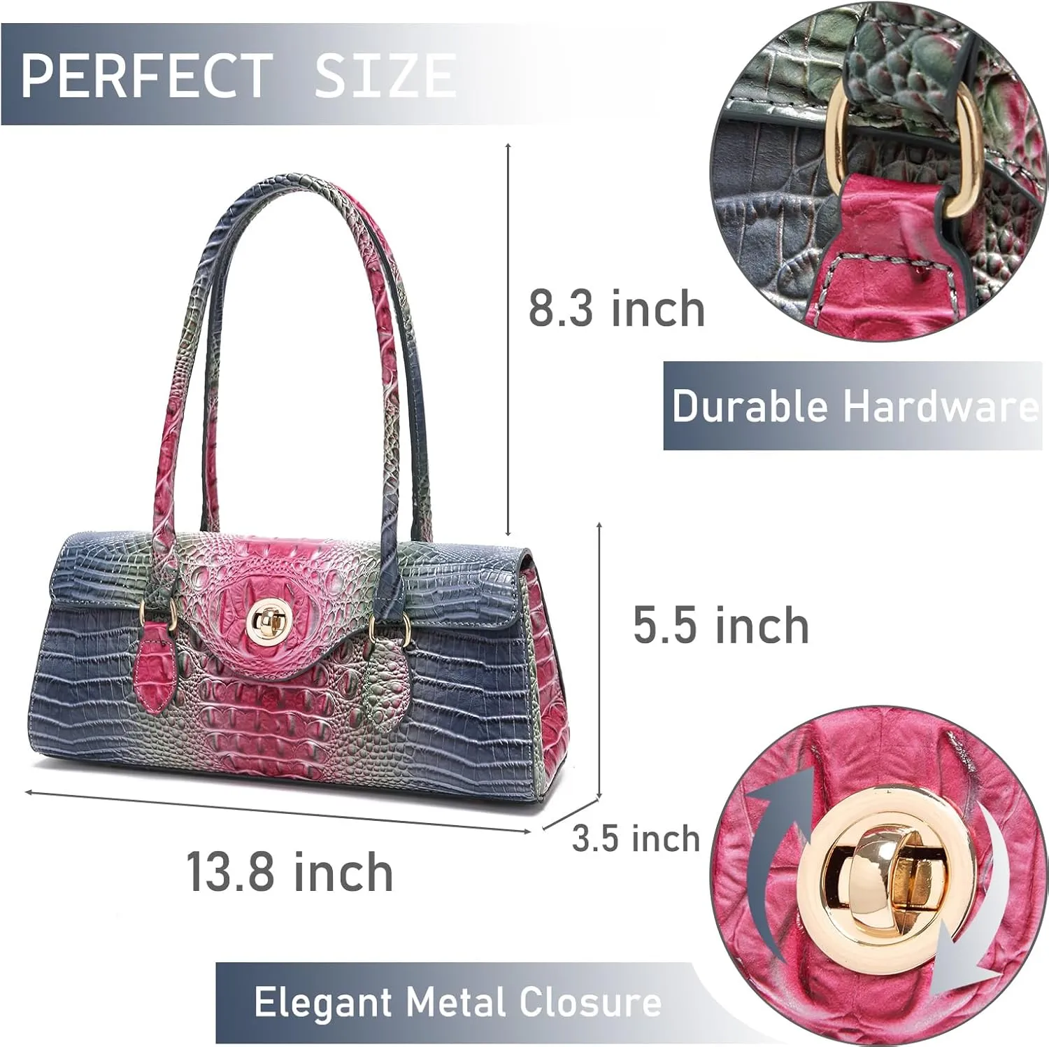 Leather Crocodile Pattern Top Handle Handbag for Women High-value Satchel Tote Purse for Ladies