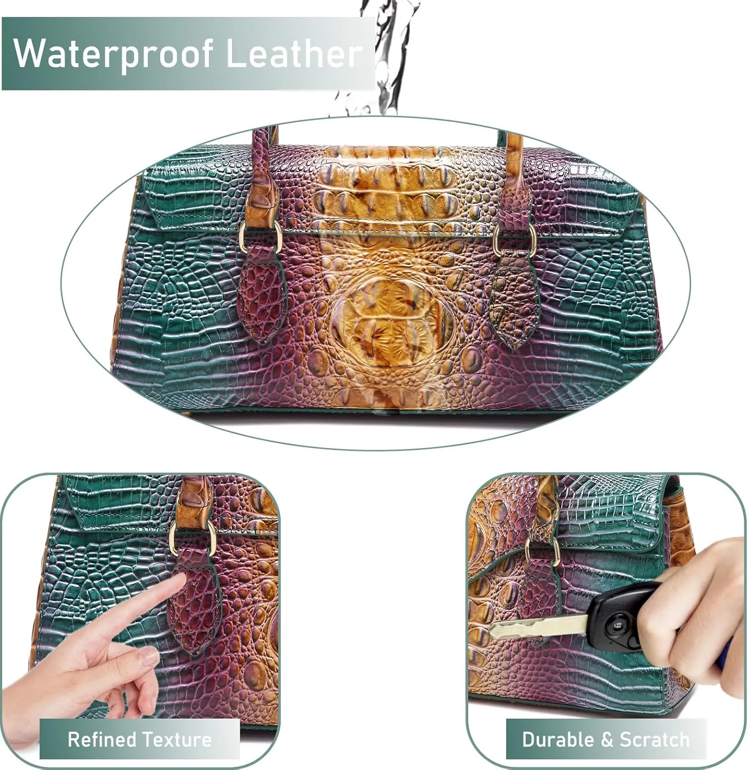 Leather Crocodile Pattern Top Handle Handbag for Women High-value Satchel Tote Purse for Ladies