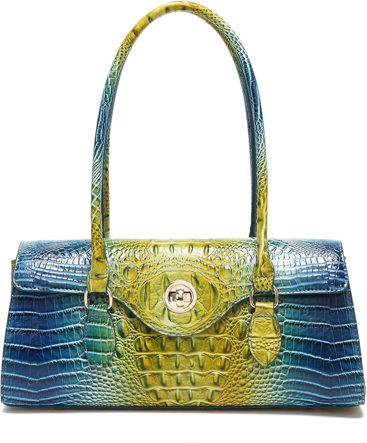 Leather Crocodile Pattern Top Handle Handbag for Women High-value Satchel Tote Purse for Ladies