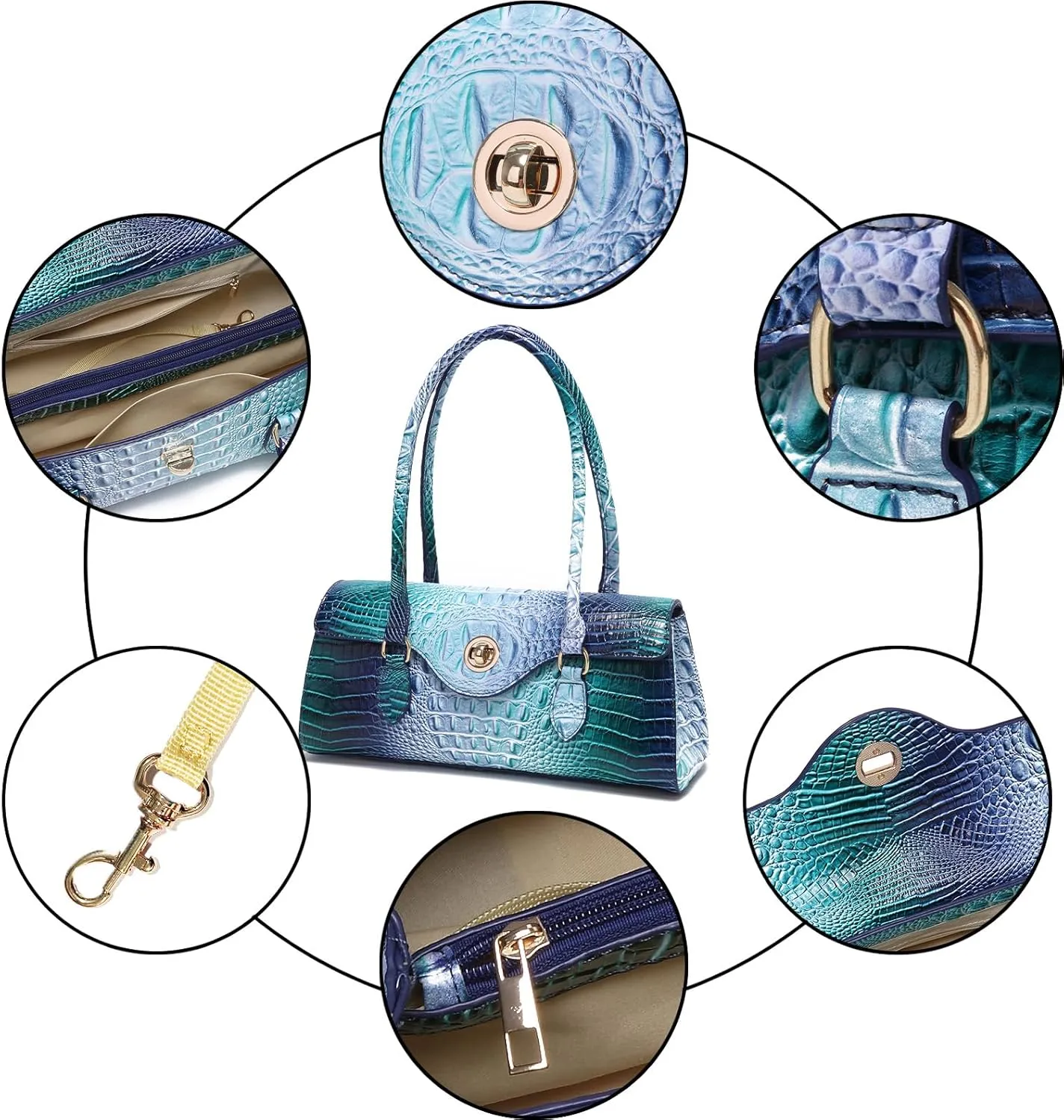 Leather Crocodile Pattern Top Handle Handbag for Women High-value Satchel Tote Purse for Ladies