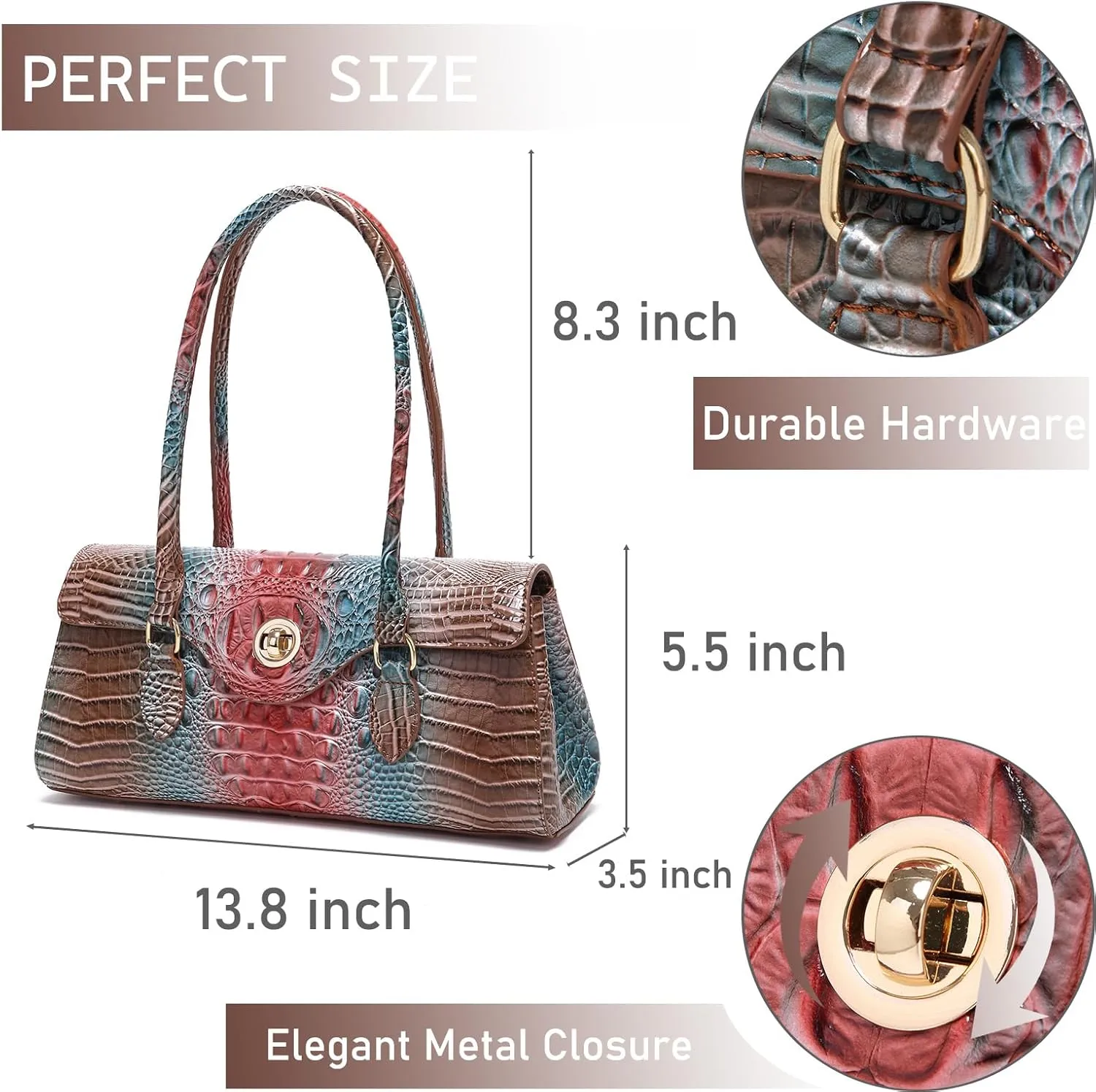 Leather Crocodile Pattern Top Handle Handbag for Women High-value Satchel Tote Purse for Ladies