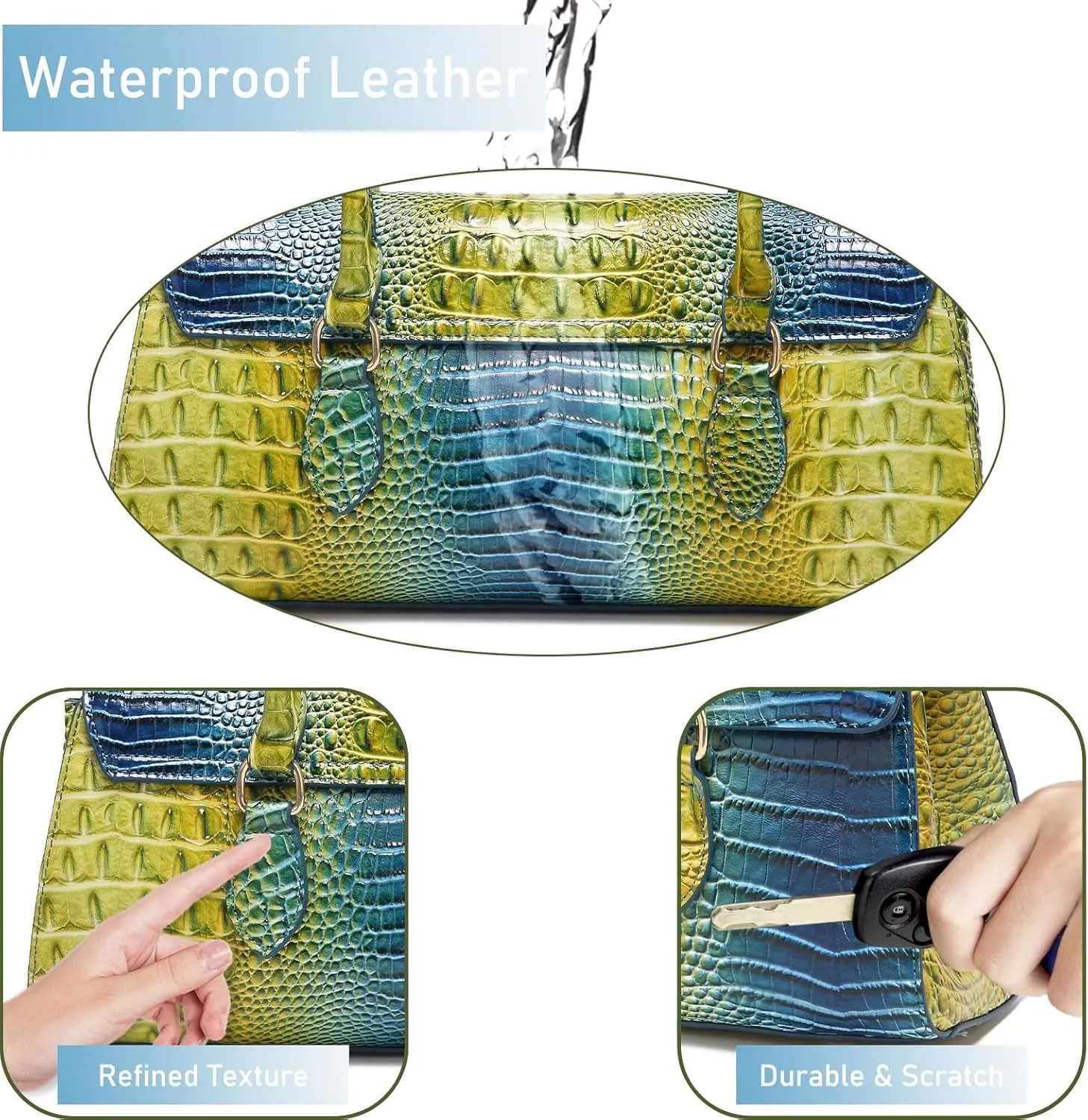 Leather Crocodile Pattern Top Handle Handbag for Women High-value Satchel Tote Purse for Ladies