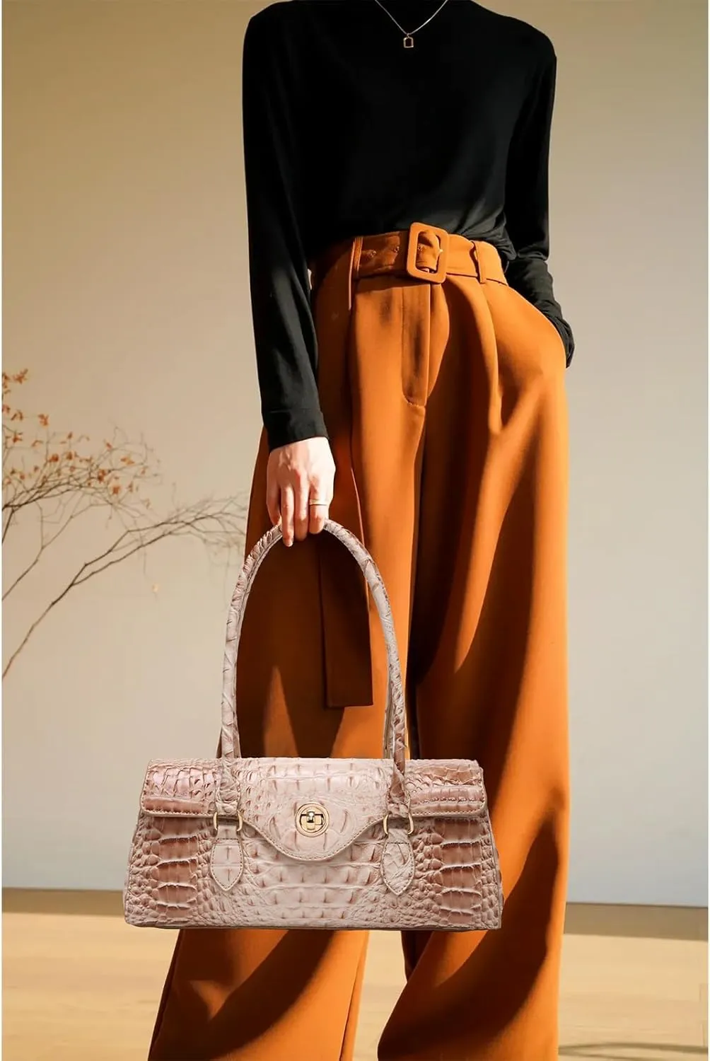 Leather Crocodile Pattern Top Handle Handbag for Women High-value Satchel Tote Purse for Ladies