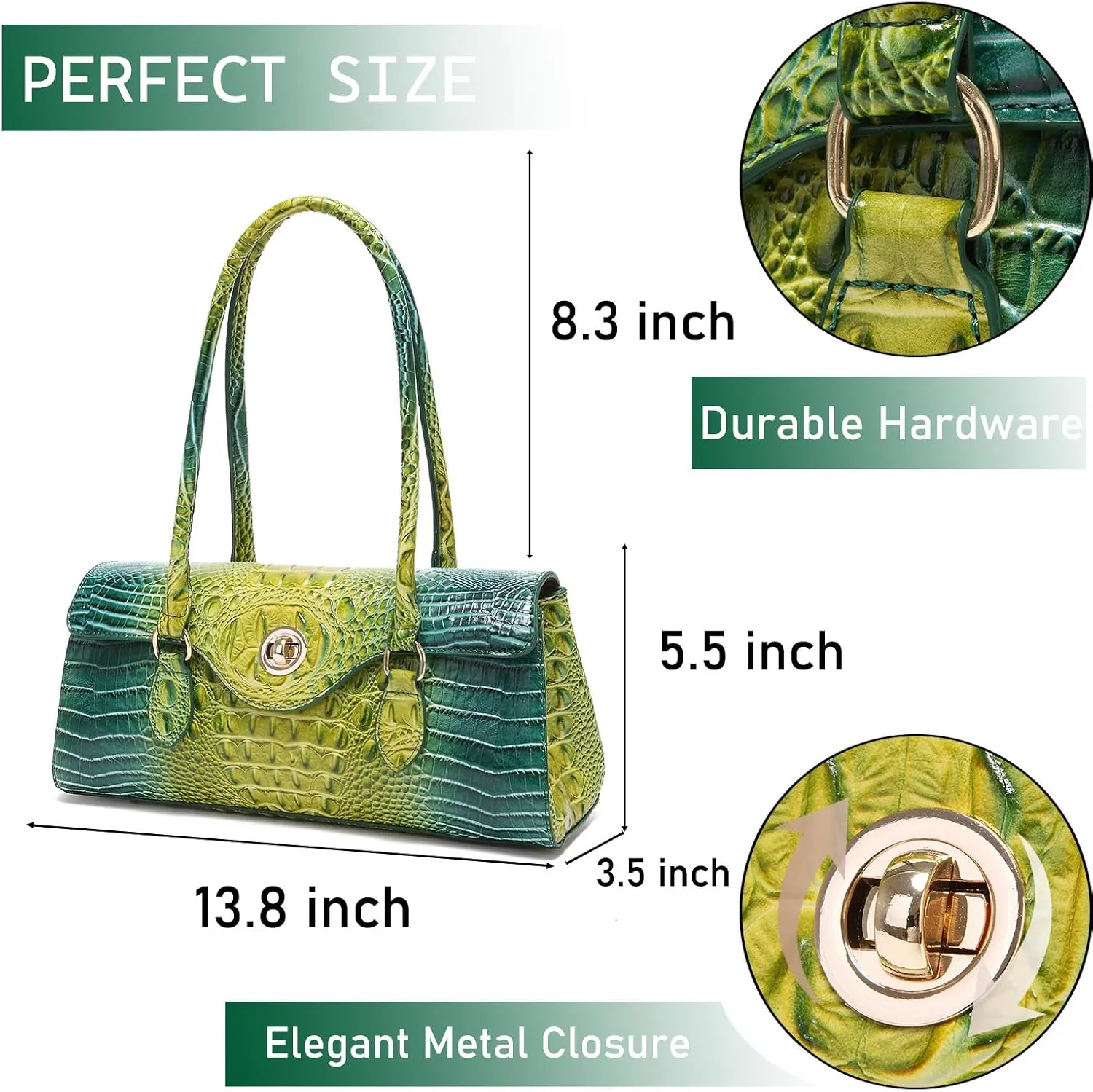 Leather Crocodile Pattern Top Handle Handbag for Women High-value Satchel Tote Purse for Ladies
