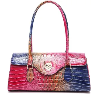 Leather Crocodile Pattern Top Handle Handbag for Women High-value Satchel Tote Purse for Ladies