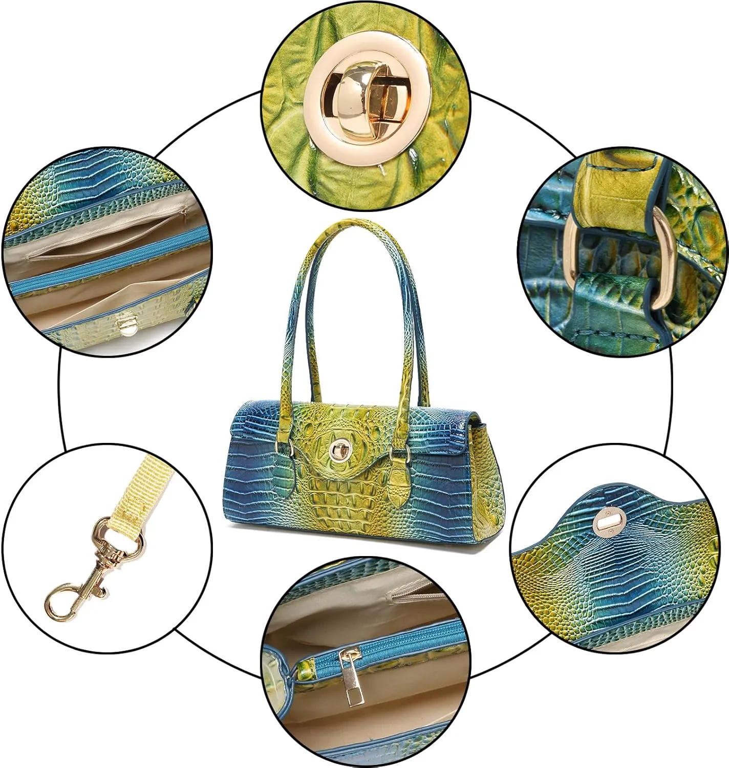Leather Crocodile Pattern Top Handle Handbag for Women High-value Satchel Tote Purse for Ladies