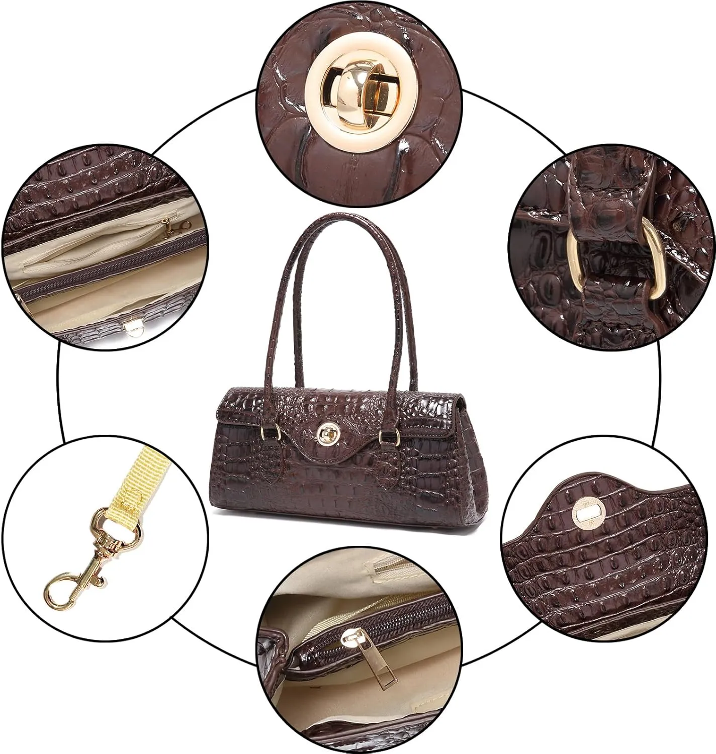 Leather Crocodile Pattern Top Handle Handbag for Women High-value Satchel Tote Purse for Ladies