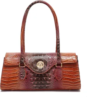 Leather Crocodile Pattern Top Handle Handbag for Women High-value Satchel Tote Purse for Ladies