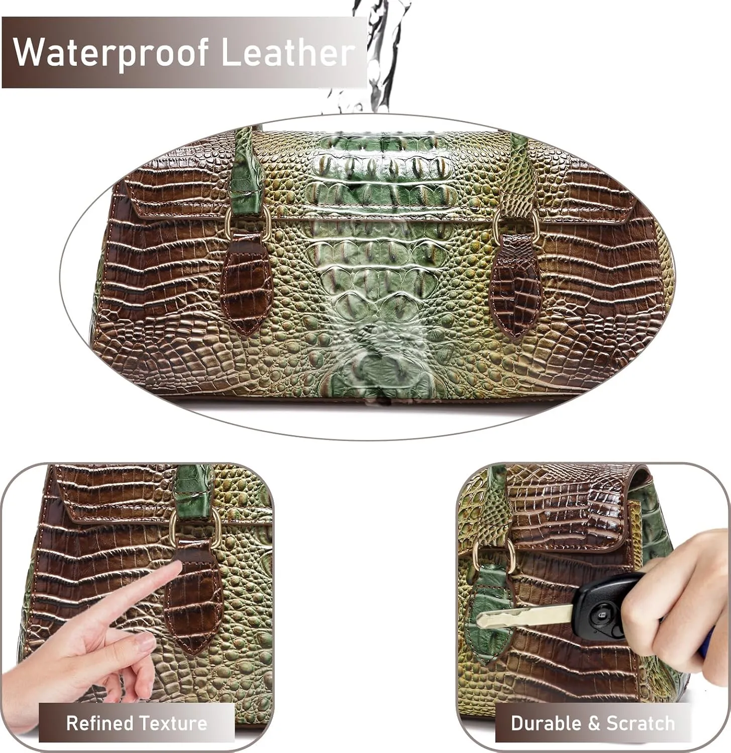 Leather Crocodile Pattern Top Handle Handbag for Women High-value Satchel Tote Purse for Ladies