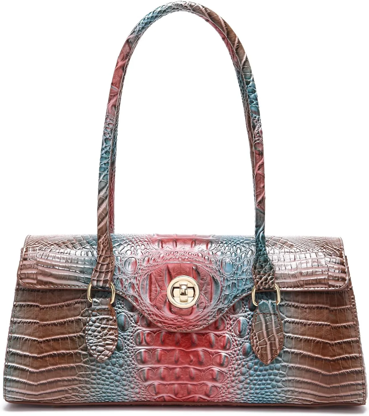 Leather Crocodile Pattern Top Handle Handbag for Women High-value Satchel Tote Purse for Ladies
