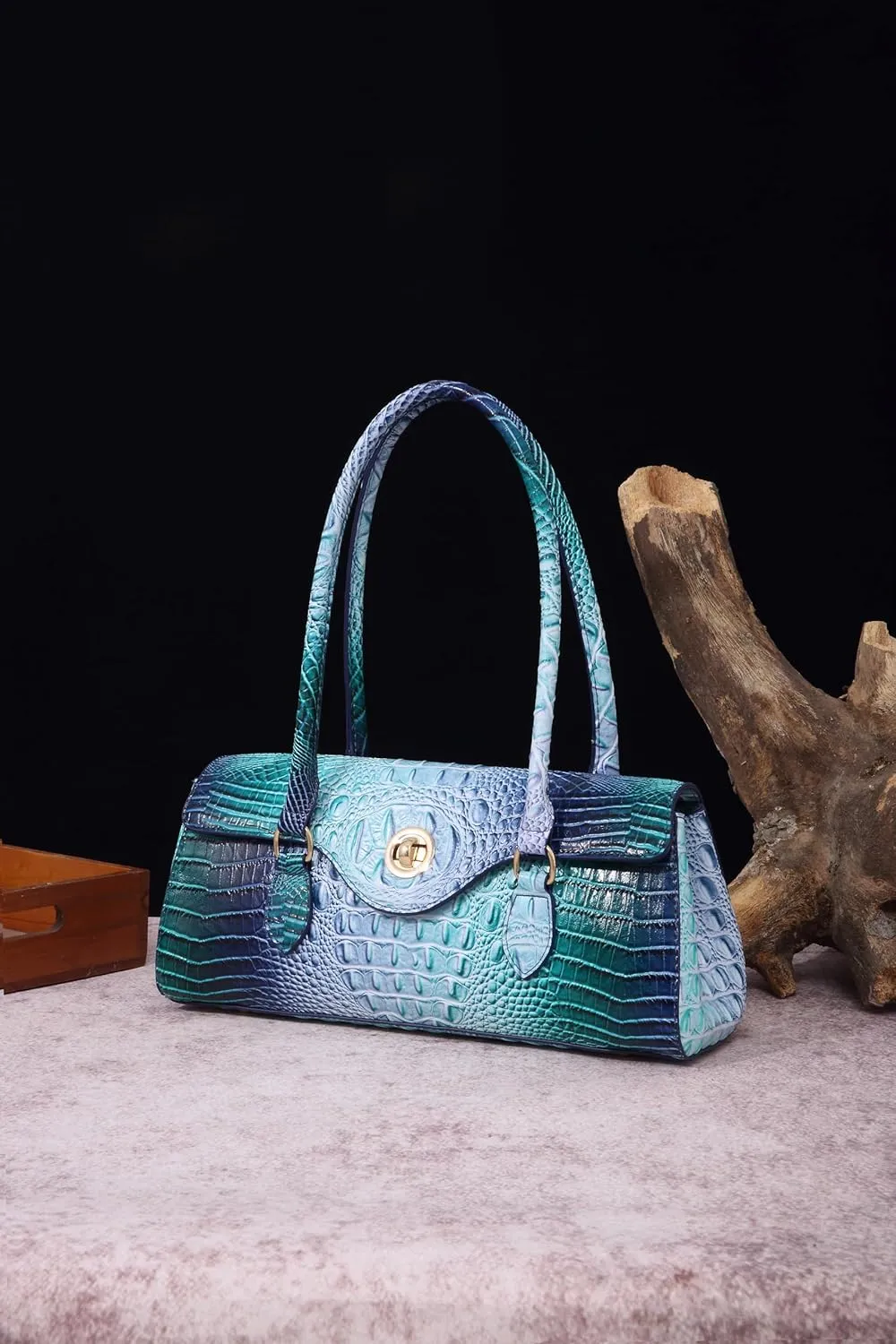 Leather Crocodile Pattern Top Handle Handbag for Women High-value Satchel Tote Purse for Ladies