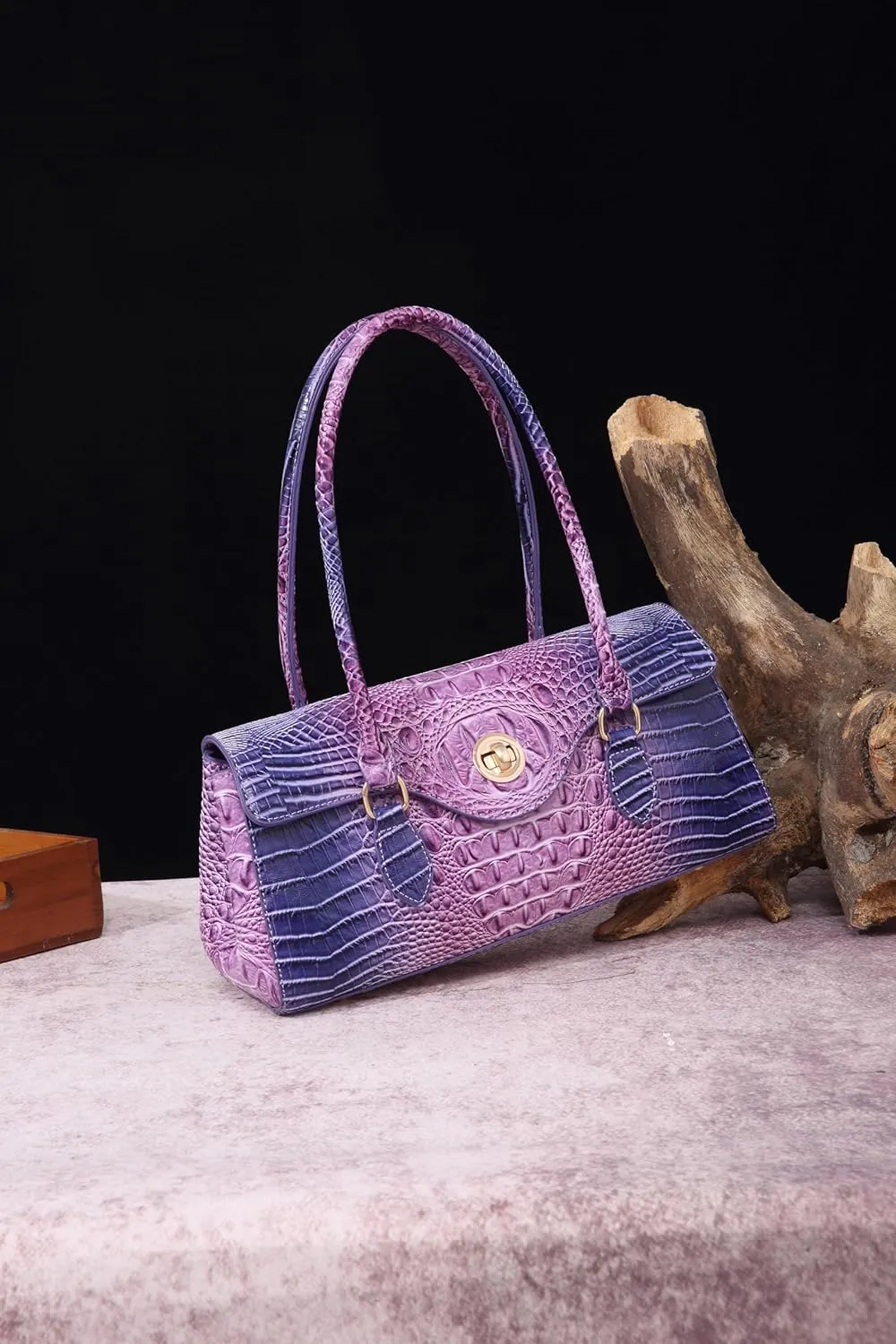 Leather Crocodile Pattern Top Handle Handbag for Women High-value Satchel Tote Purse for Ladies