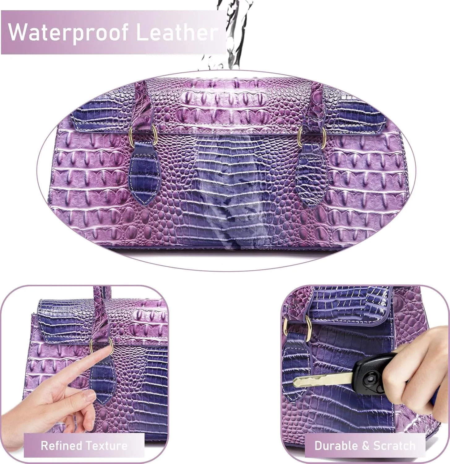 Leather Crocodile Pattern Top Handle Handbag for Women High-value Satchel Tote Purse for Ladies