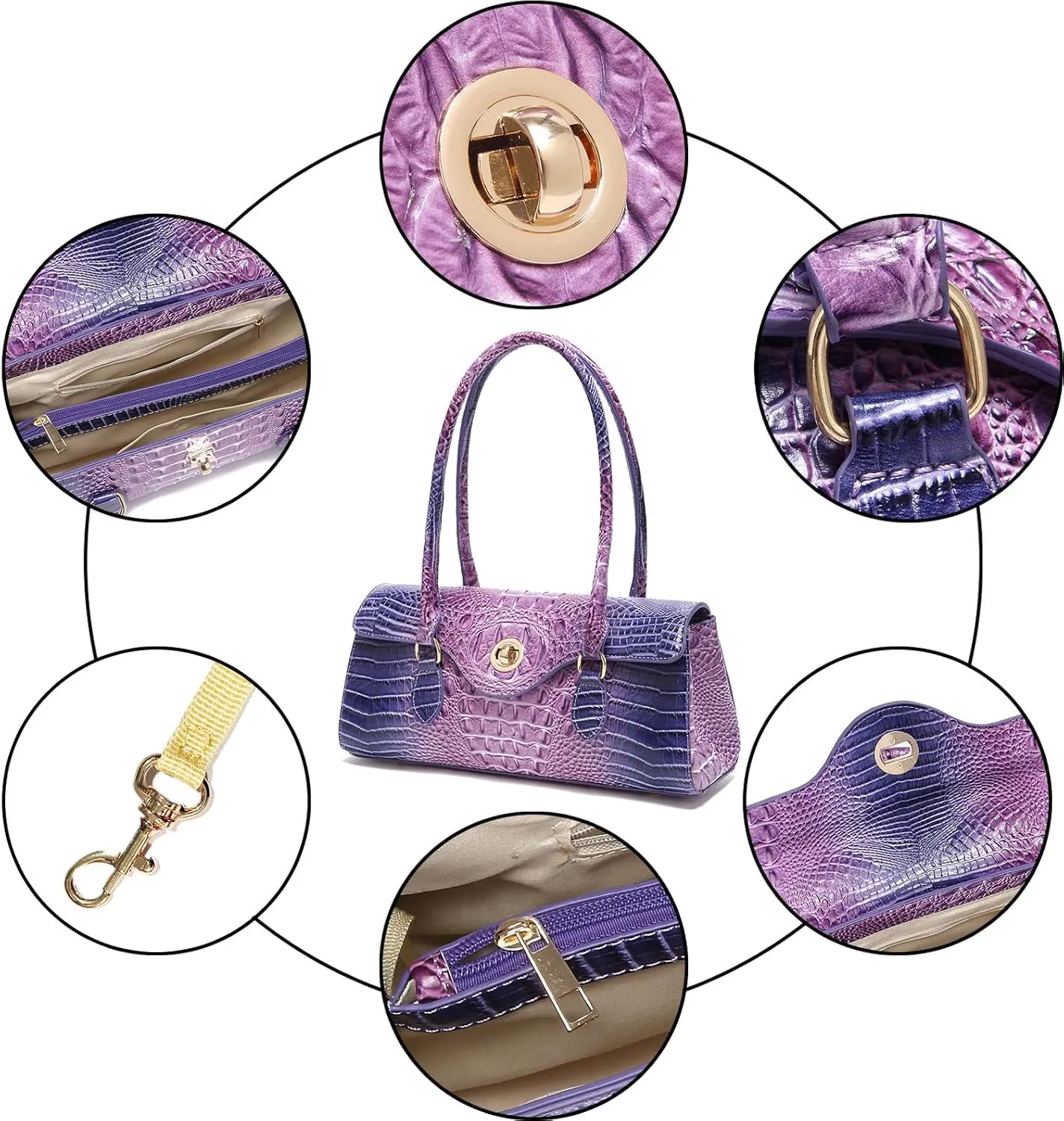 Leather Crocodile Pattern Top Handle Handbag for Women High-value Satchel Tote Purse for Ladies