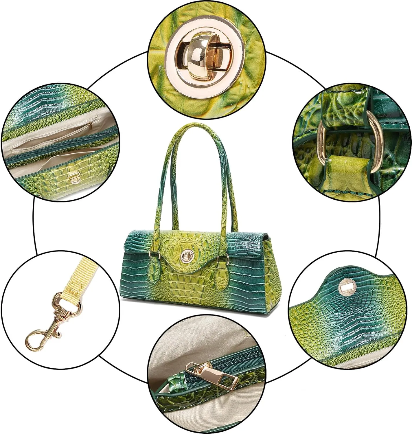 Leather Crocodile Pattern Top Handle Handbag for Women High-value Satchel Tote Purse for Ladies