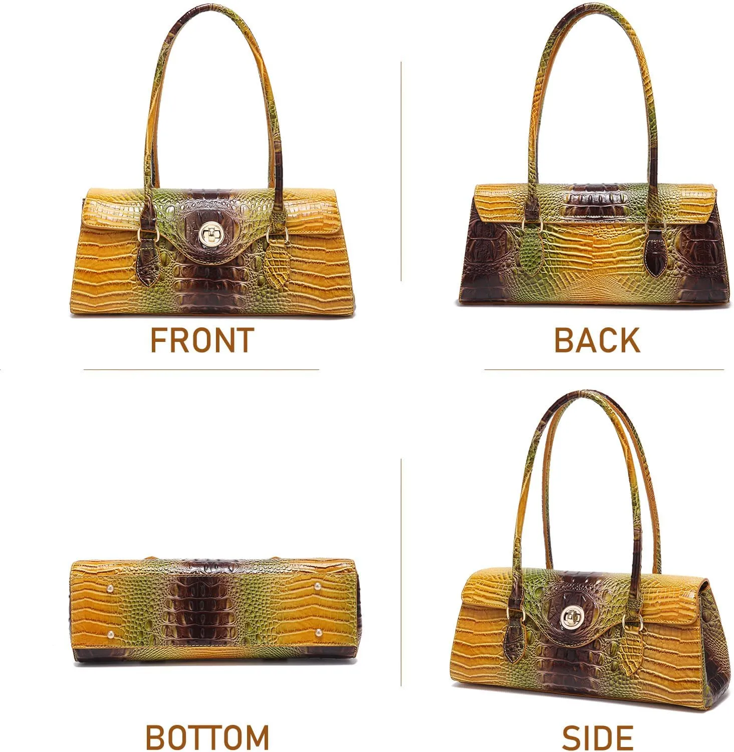 Leather Crocodile Pattern Top Handle Handbag for Women High-value Satchel Tote Purse for Ladies