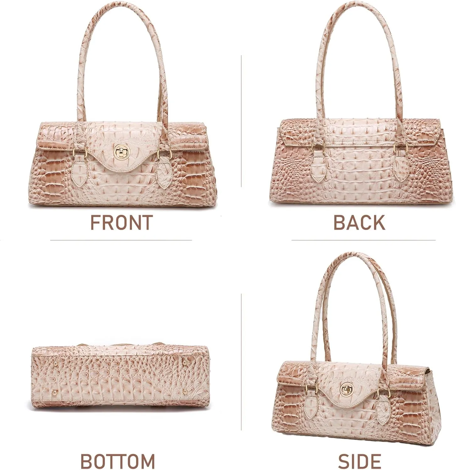 Leather Crocodile Pattern Top Handle Handbag for Women High-value Satchel Tote Purse for Ladies