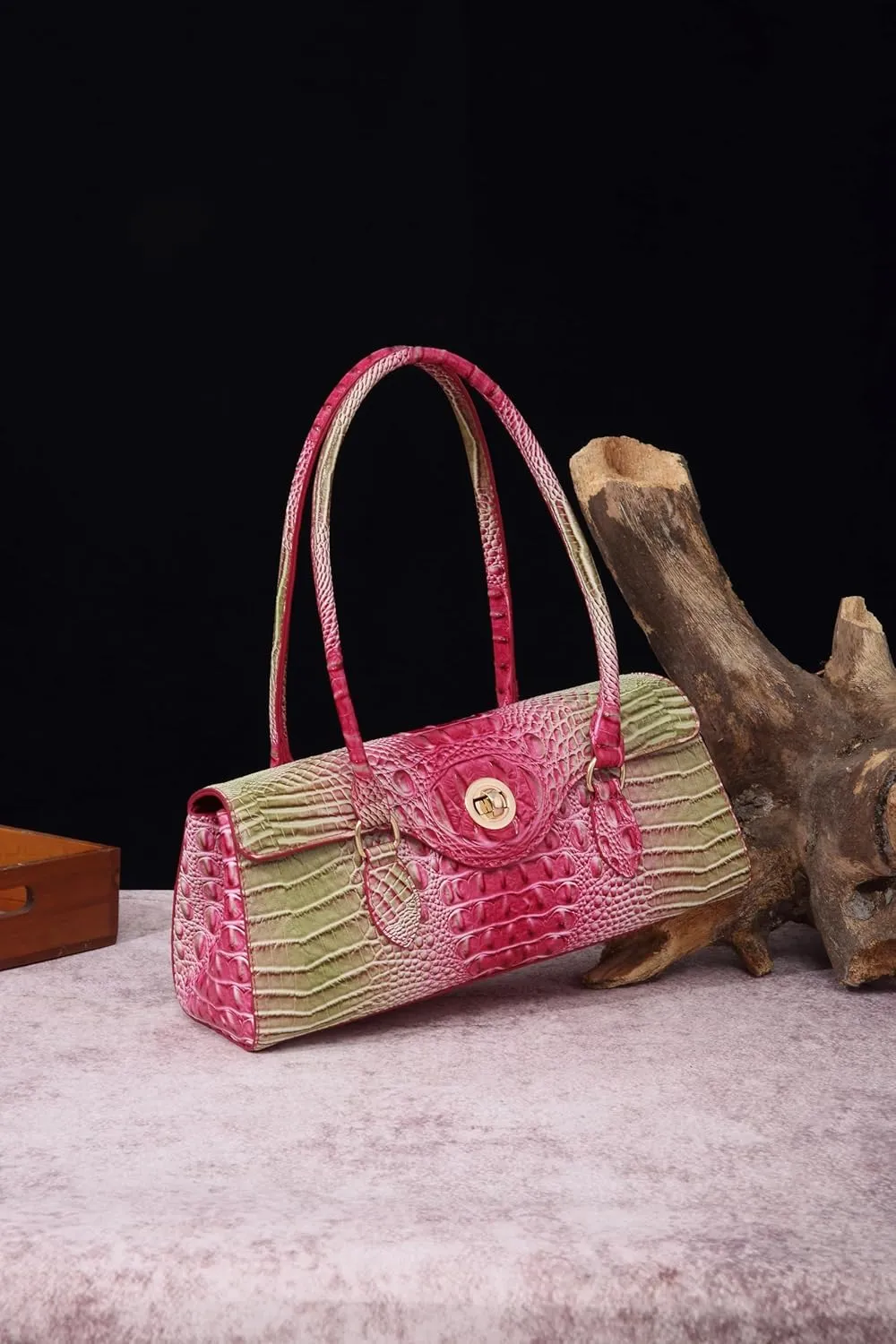 Leather Crocodile Pattern Top Handle Handbag for Women High-value Satchel Tote Purse for Ladies