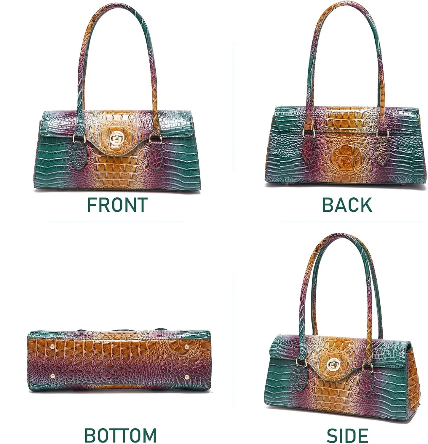 Leather Crocodile Pattern Top Handle Handbag for Women High-value Satchel Tote Purse for Ladies