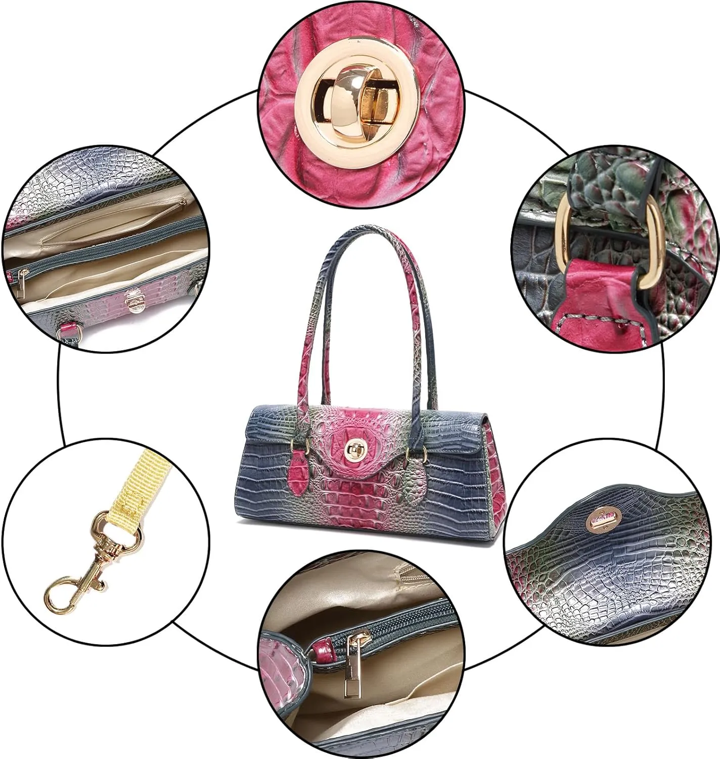 Leather Crocodile Pattern Top Handle Handbag for Women High-value Satchel Tote Purse for Ladies