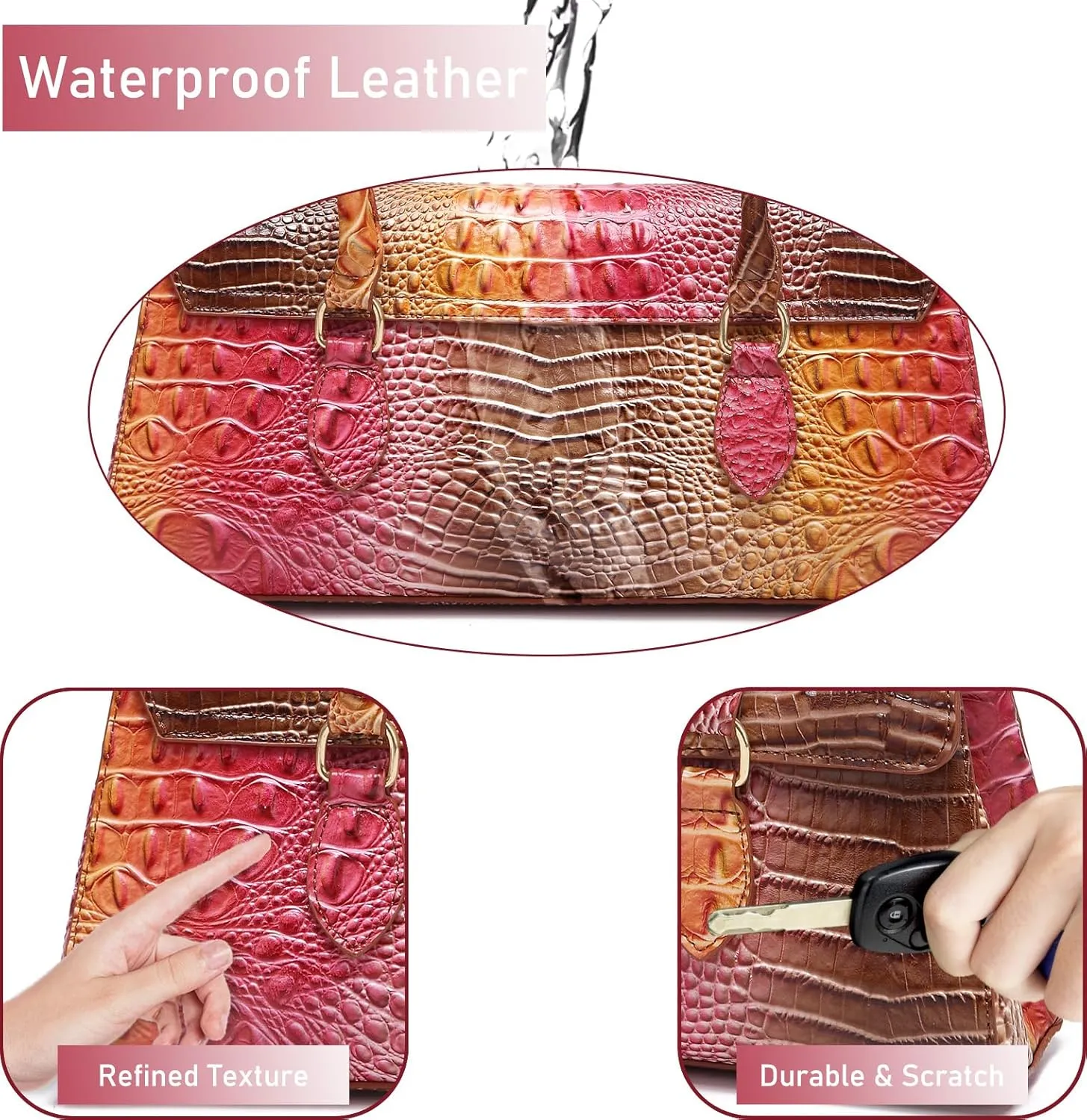 Leather Crocodile Pattern Top Handle Handbag for Women High-value Satchel Tote Purse for Ladies
