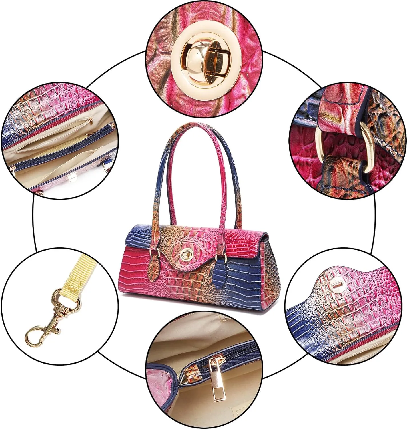 Leather Crocodile Pattern Top Handle Handbag for Women High-value Satchel Tote Purse for Ladies
