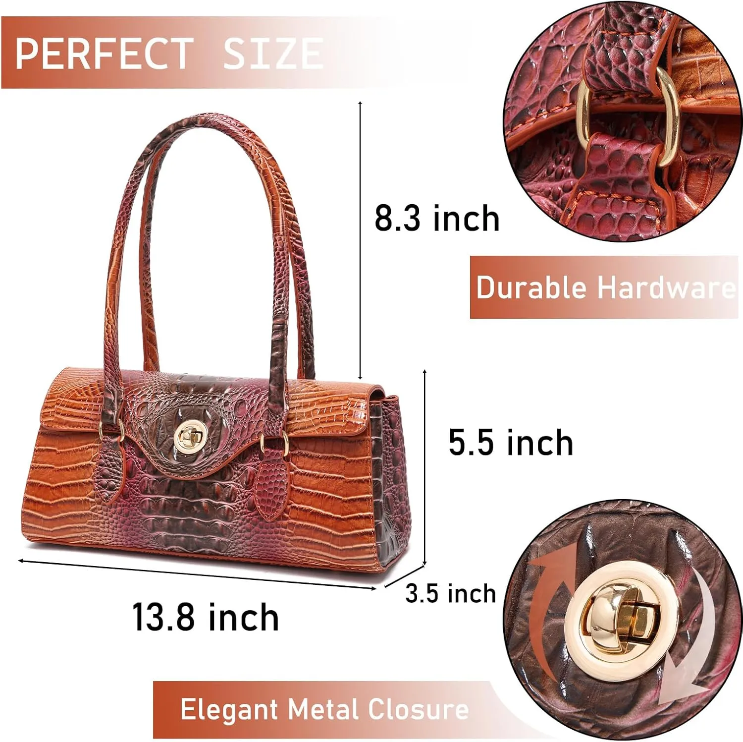 Leather Crocodile Pattern Top Handle Handbag for Women High-value Satchel Tote Purse for Ladies