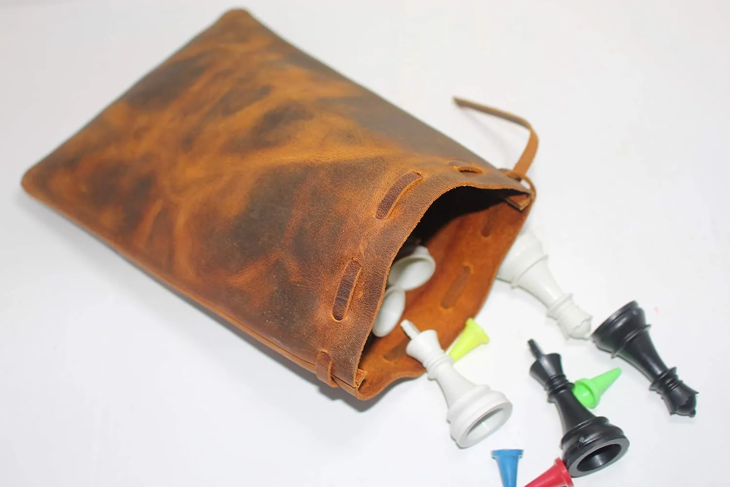 Leather Drawstring Pouch multipurpose Medieval coin waist bag