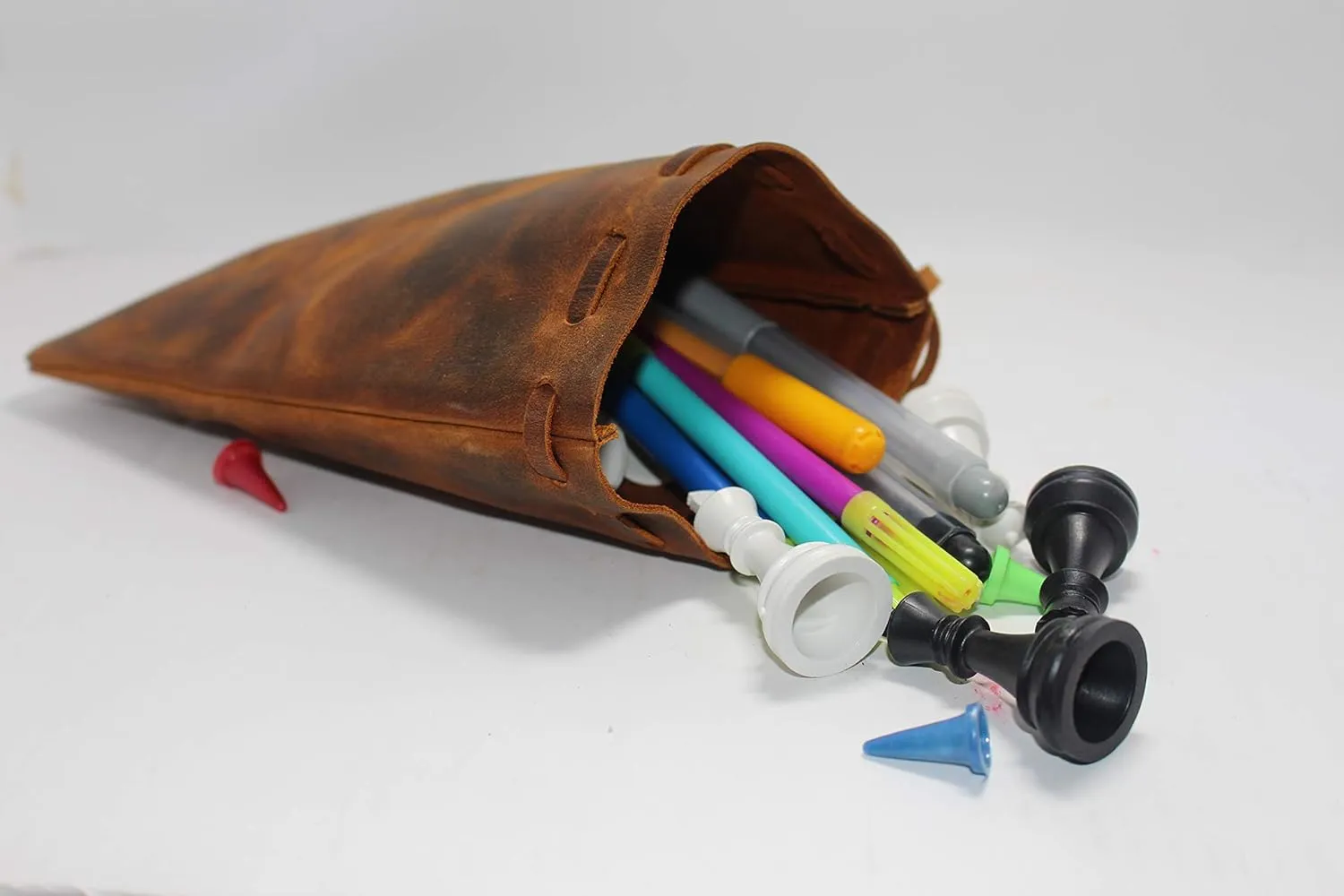 Leather Drawstring Pouch multipurpose Medieval coin waist bag