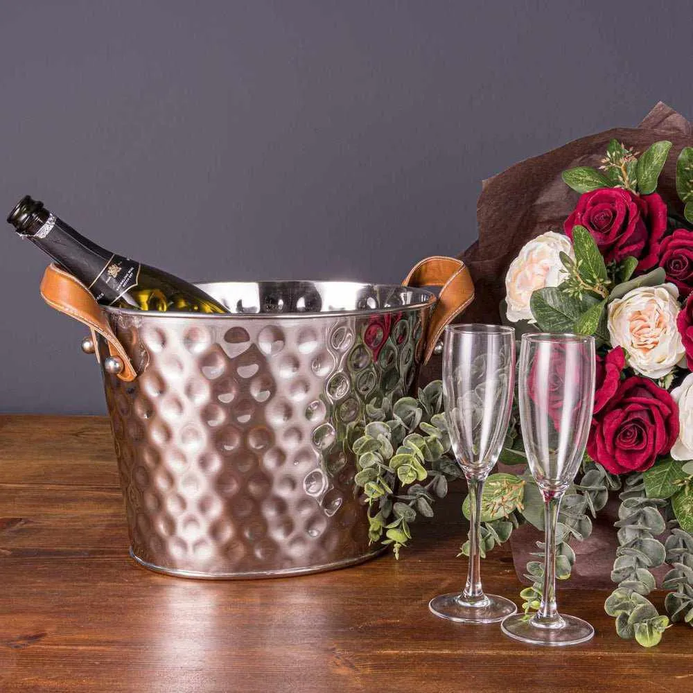 Leather Handled Champagne Coolers Silver