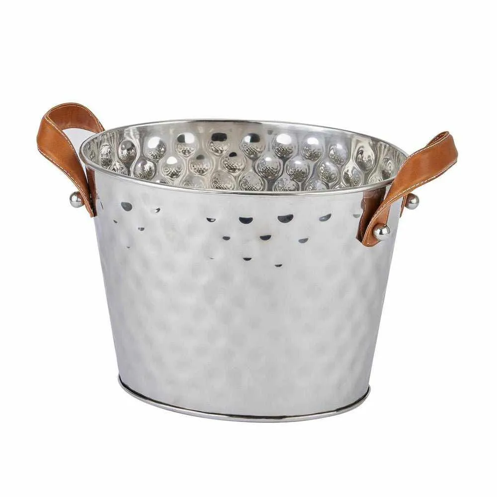 Leather Handled Champagne Coolers Silver
