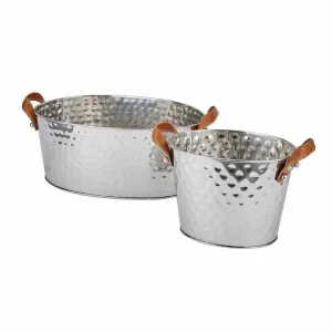 Leather Handled Champagne Coolers Silver