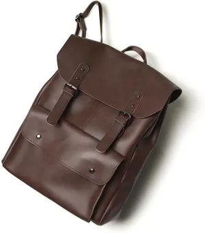 Leather Laptop Backpack, Women and Men Backpack Travel Business Work College Water Resistant Anti Theft Daypack Slim Large fits for 15.6 inch Notebook Computer bag, 01 Koffee