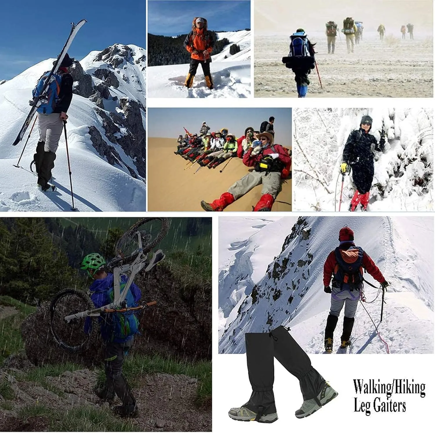 Leg Gaiters,Breathable Snake Gaiters Boots,Nylon Fabric Adjustable Lightweight Shoes Gaiters,Perfect for Snow Trail Running Hiking Walking Mountain Climbing