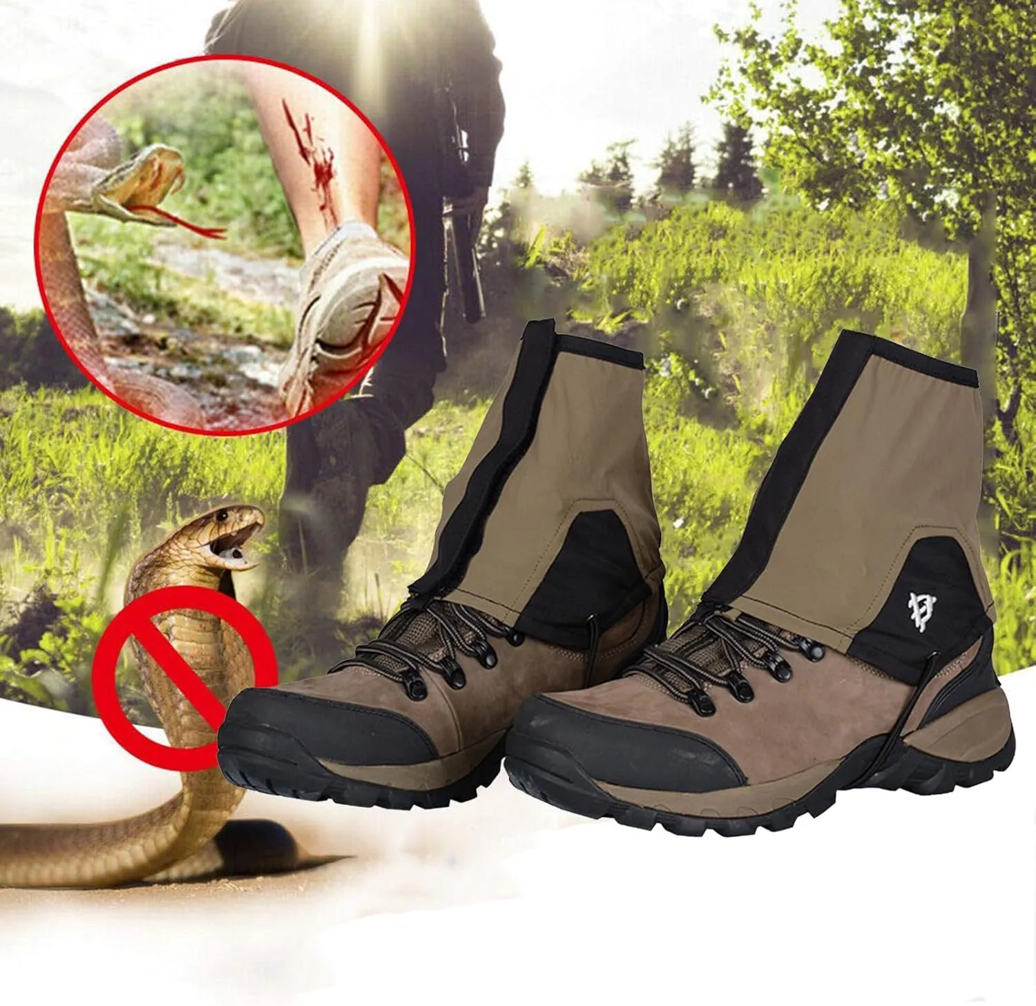 Leg Gaiters,Breathable Snake Gaiters Boots,Nylon Fabric Adjustable Lightweight Shoes Gaiters,Perfect for Snow Trail Running Hiking Walking Mountain Climbing