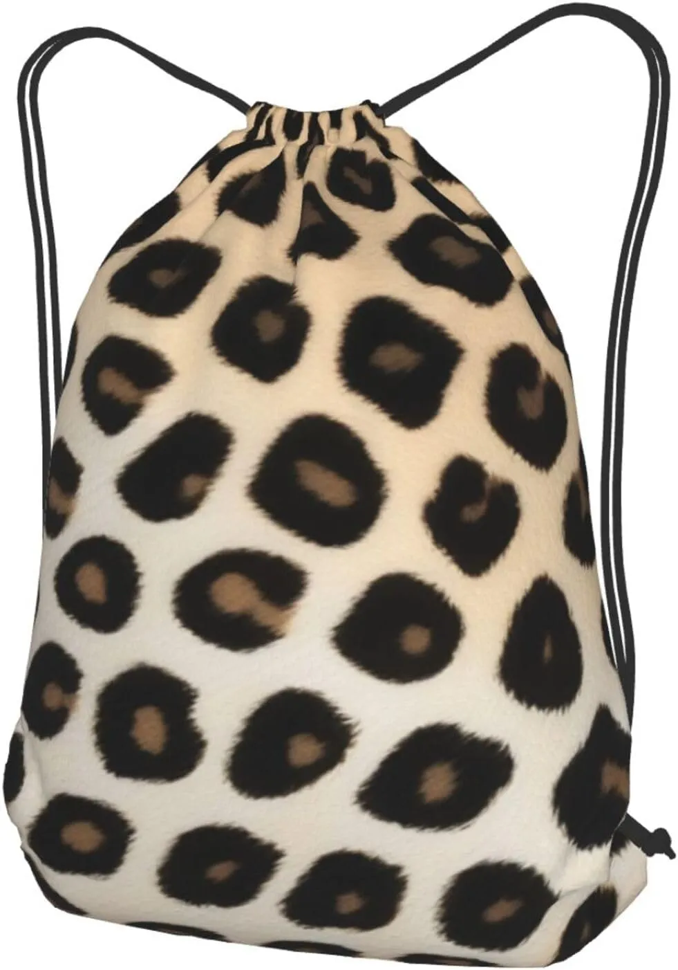 Leopard Print Print Drawstring Cinch Backpack Polyester Sack Pack String Bag For Hiking Camping Adventure
