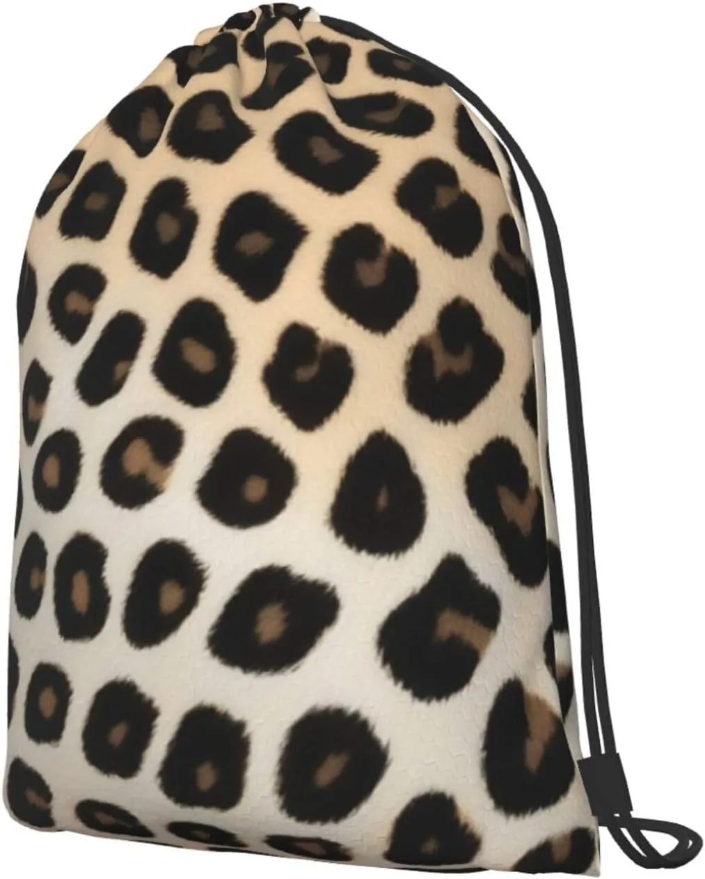 Leopard Print Print Drawstring Cinch Backpack Polyester Sack Pack String Bag For Hiking Camping Adventure