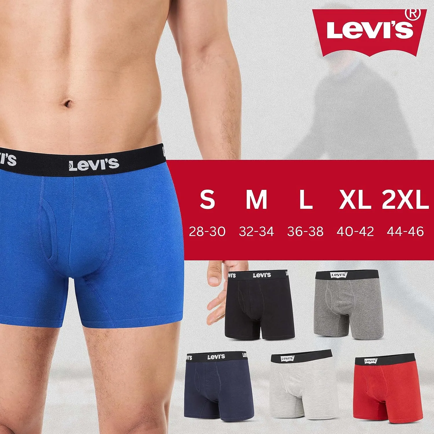 Levi's Mens Boxer Briefs Breathable Cotton Underwear for Men Pack of 6