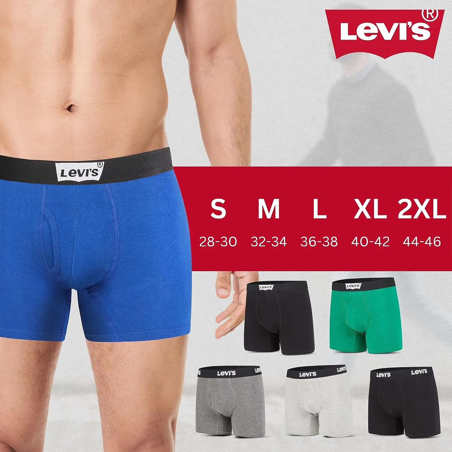Levi's Mens Boxer Briefs Breathable Cotton Underwear for Men Pack of 6