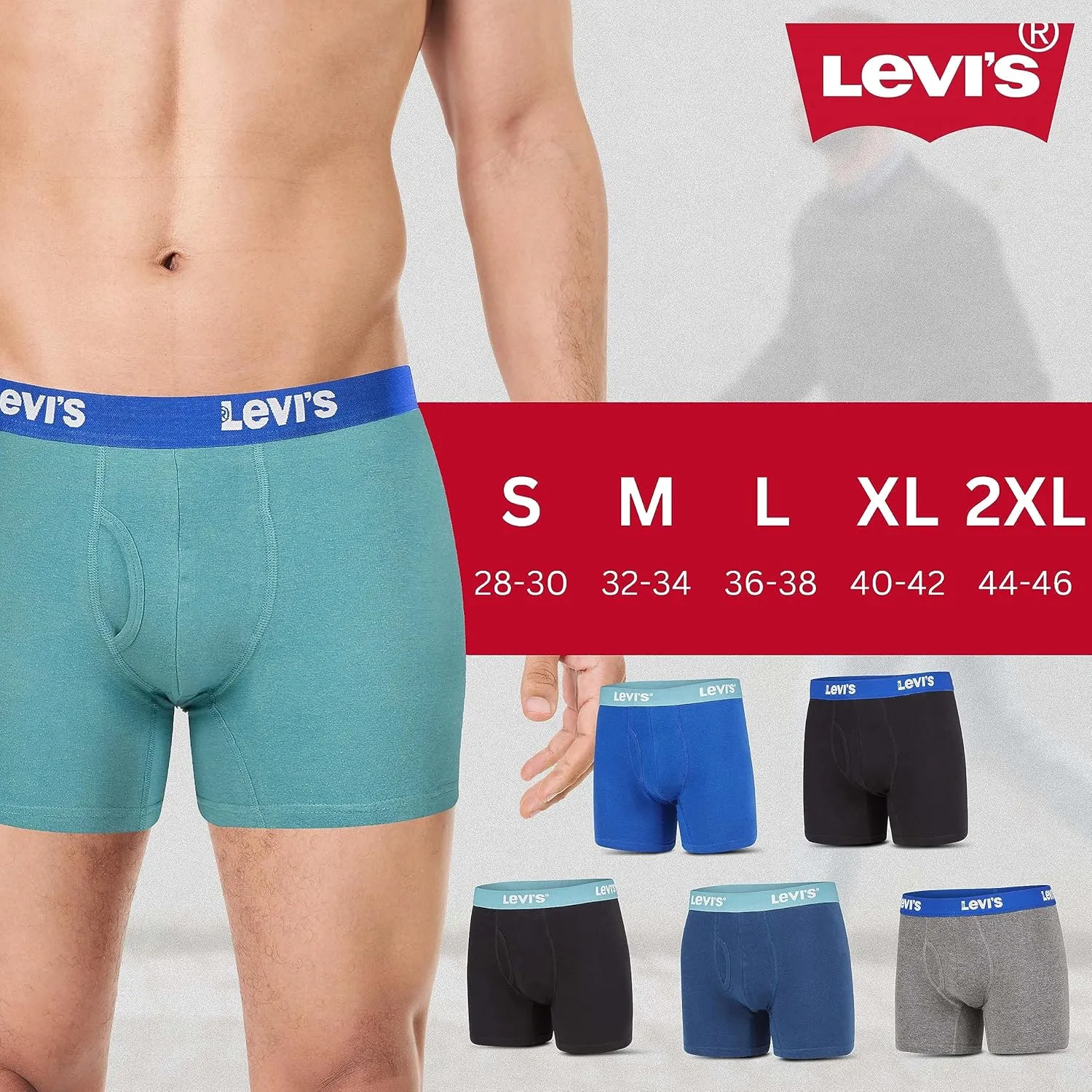 Levi's Mens Boxer Briefs Breathable Cotton Underwear for Men Pack of 6