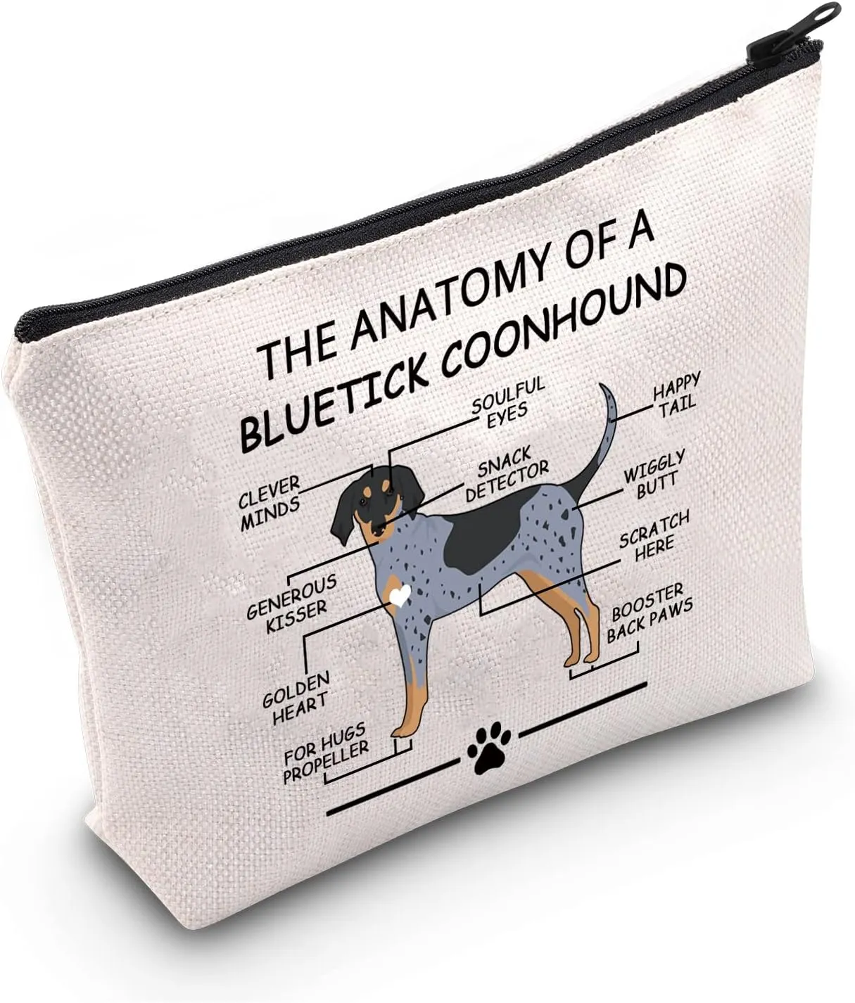 LEVLO Funny Bluetick Coonhound Lovers Gifts The Anatomy of A Bluetick Coonhound Clever Minds Cosmetic Bags Veterinary Mom Travel Toiletry Bags