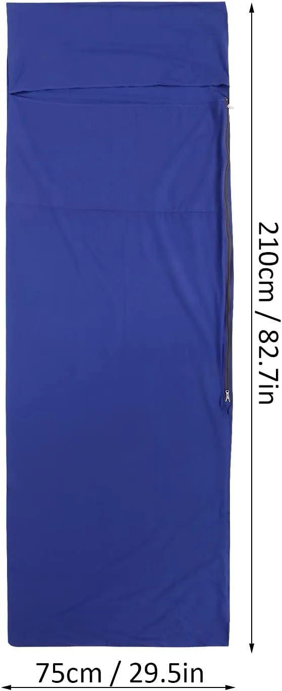 Lightweight Cotton Sleeping Bag Liner, Breathable and Soft Travel Sleeping Sack, Hotel and Hostel Sleeping Bag Liner, Sleeping Bag Liner with Side Zipper