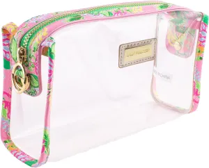 Lilly Pulitzer Clear Zipper Pouch, Cute Pencil Case for Adults, Travel Toiletry Bag, Small Pouch Bag for Supplies, Makeup or Toiletries (Via Amore Spritzer)