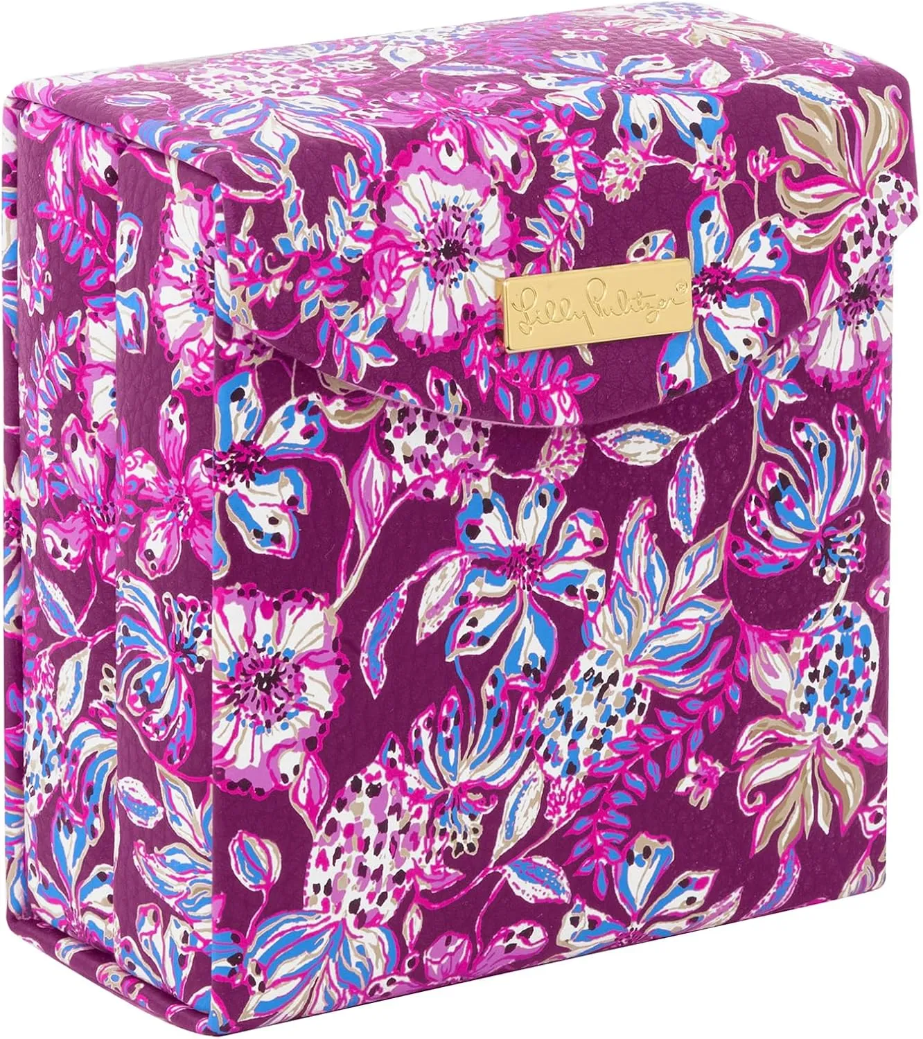 Lilly Pulitzer Travel Jewelry Case Organizer, Vegan Leather Jewelry Box for Women, Cute Jewelry Organizer Holds Necklaces, Rings, Bracelets, Small Jewelry Roll (Amarena Cherry)
