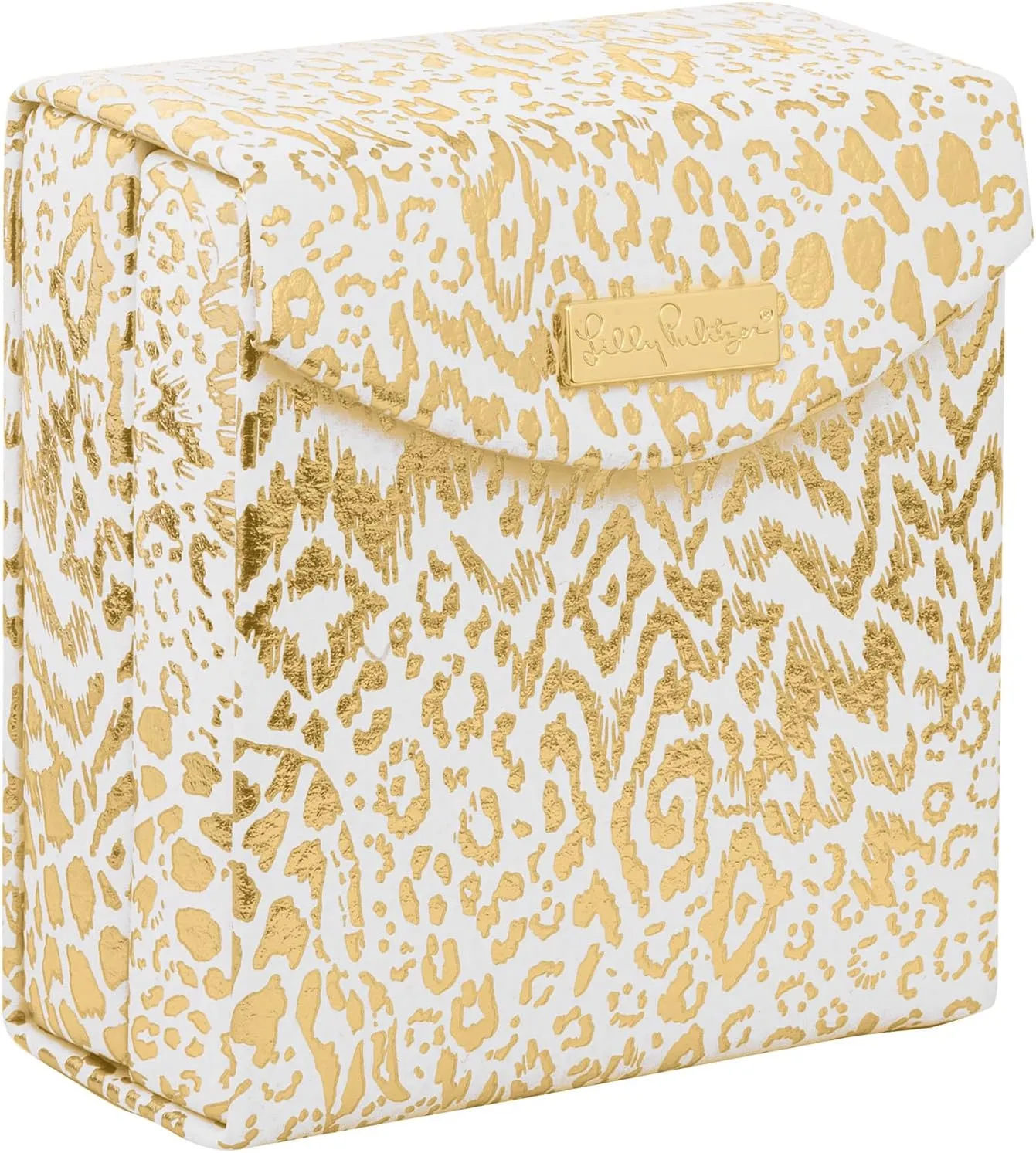 Lilly Pulitzer Travel Jewelry Case Organizer, Vegan Leather Jewelry Box for Women, Cute Jewelry Organizer Holds Necklaces, Rings, Bracelets, Small Jewelry Roll (Pattern Play Gold)