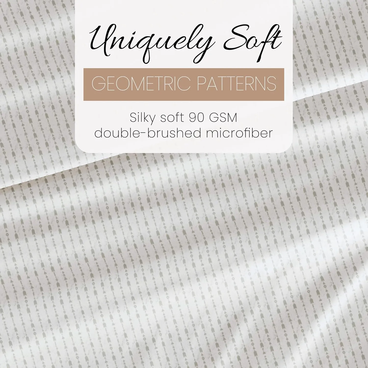 Linen Market Double-Brushed Patterned Microfiber Queen Sheet Set 4 Piece – Oeko-TEX Certified Ultra Soft & Wrinkle-Free - 16" Deep Pocket Sheets - Easy Care Queen Size - Beaded Arrows Light Gray