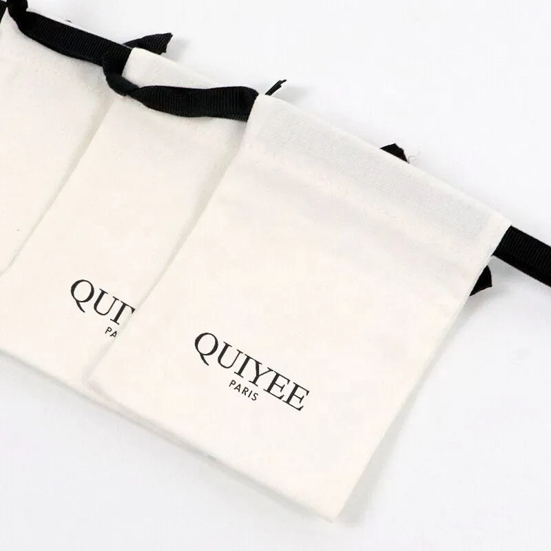 Lionwrapack white Cotton Canvas Custom Drawstring Bag Small Jewelry Gift Bags Canvas Jewelry Pouch