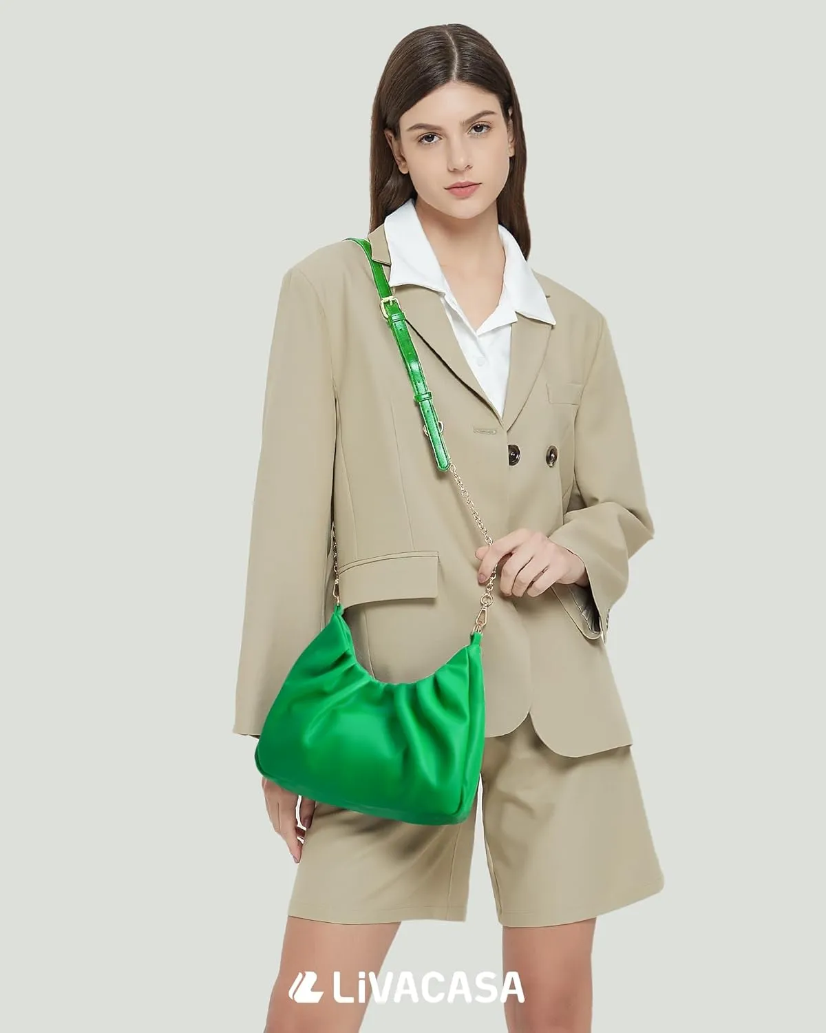 LIVACASA Shoulder Bags for Women, Cute Soft Small Clutch Purses,PU Leather Hobo Crossbody Tote Dumpling Bags with Pockets