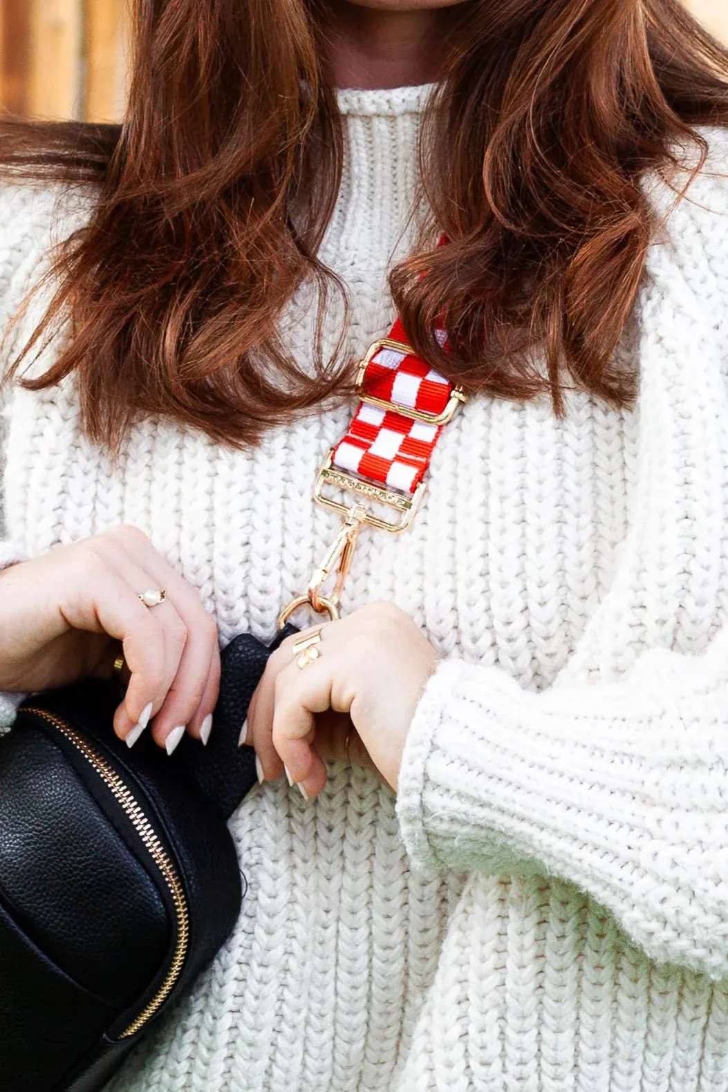 Lizzie Checkered Adjustable Bag Strap - 3/25